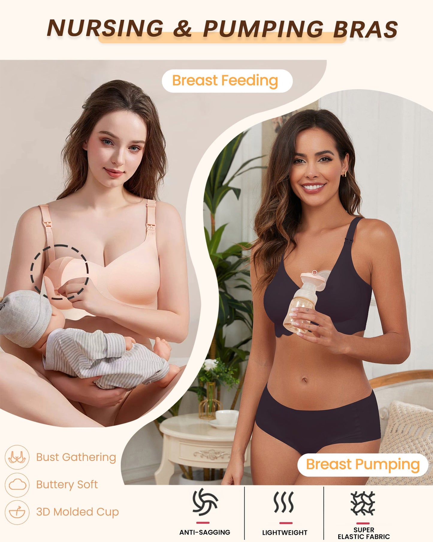 Nursing Bra Wireless Seamless Ultra Comfortable Pregnancy Sleep Bra