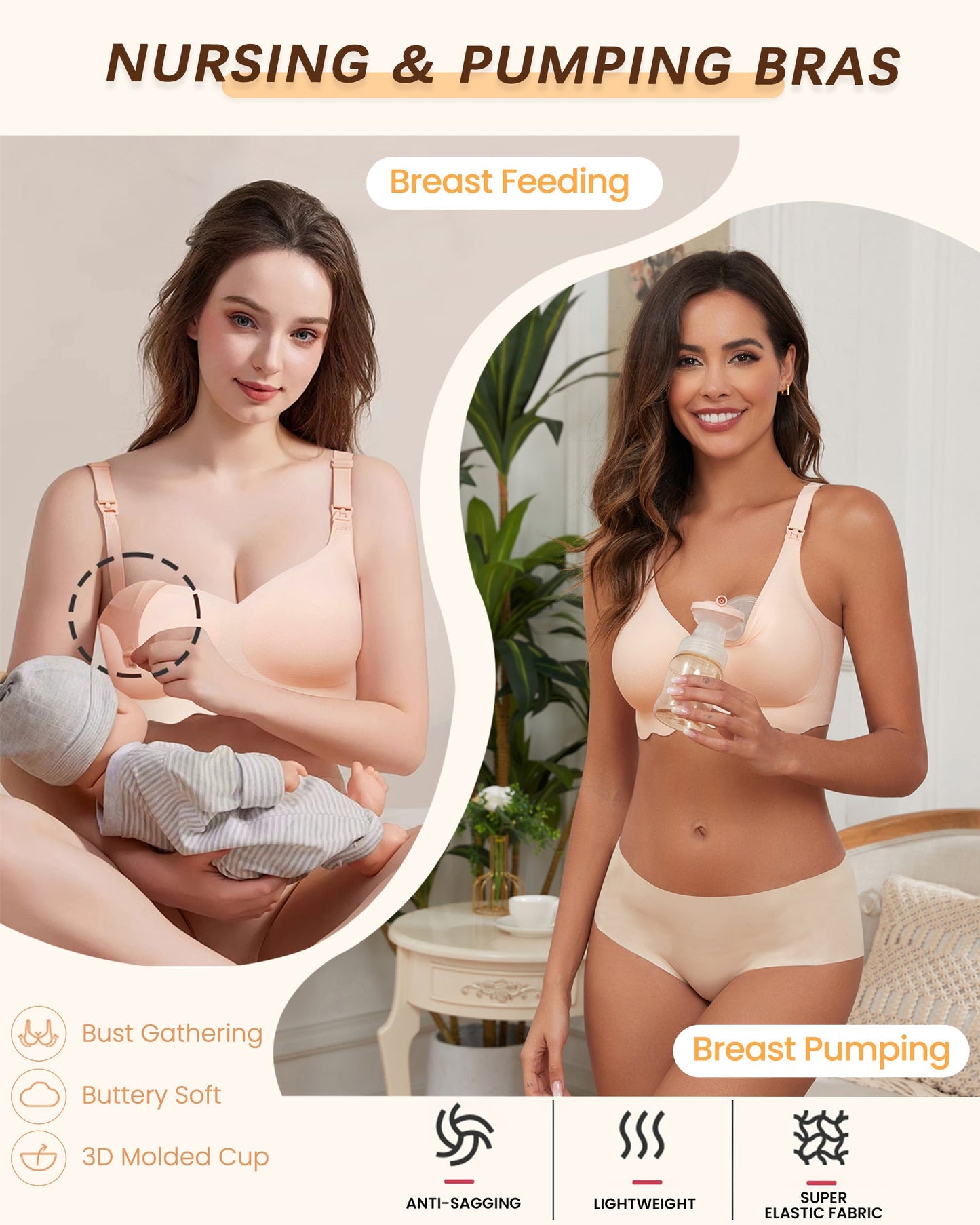 Nursing Bra Wireless Seamless Ultra Comfortable Pregnancy Sleep Bra