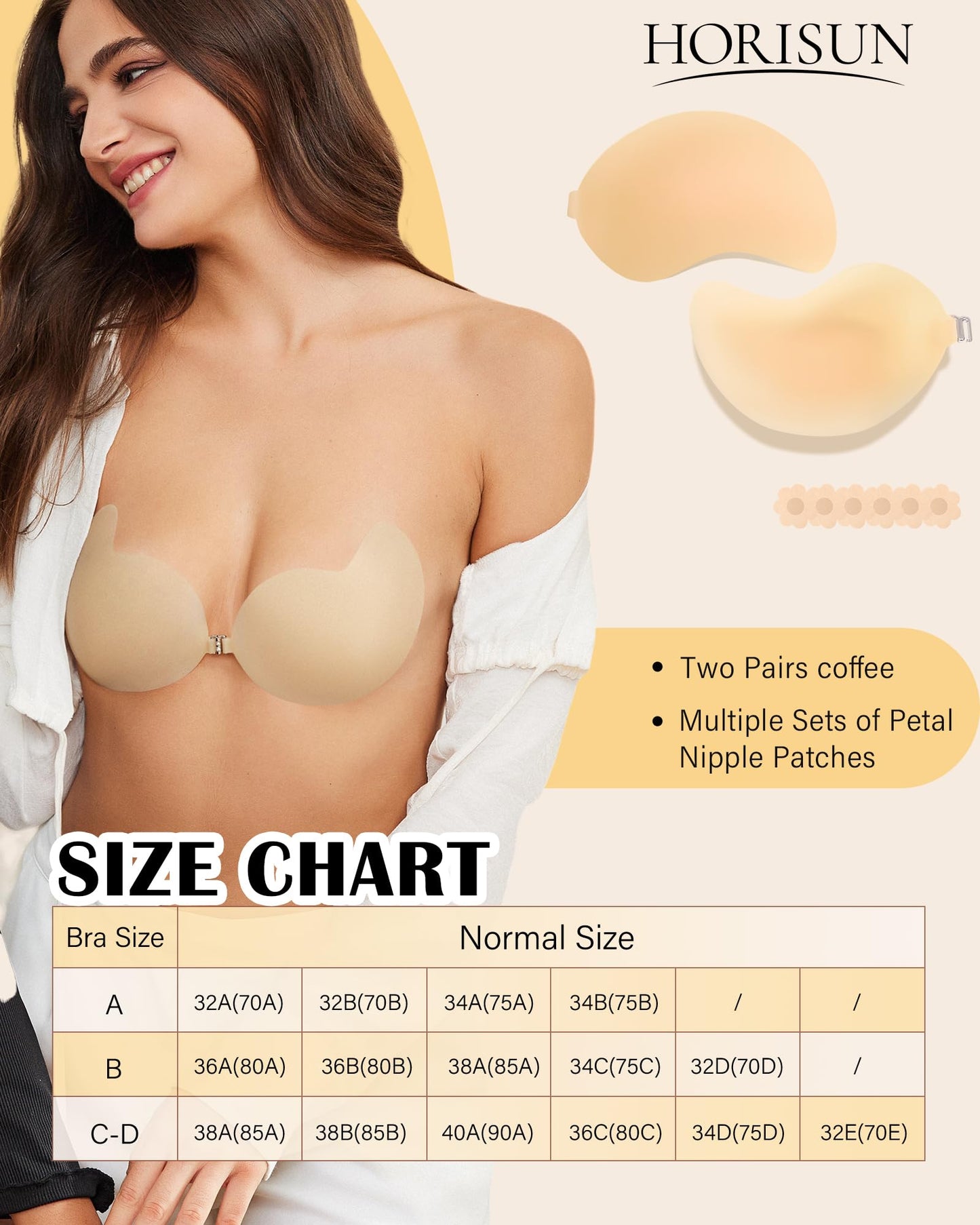 HORISUN ®Sticky Bra Silicone Strapless Backless Bras