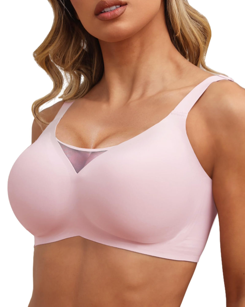 HORISUN Seamless Bras Full Coverage Wireless Push Up Bra for Women No  Underwire Comfort V Neck Bralettes with Support, Pink, Large : :  Clothing, Shoes & Accessories